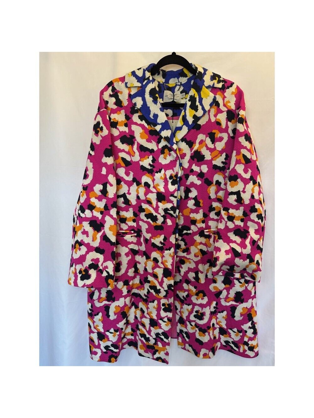 MARY KATRANTZOU Pink Multicolor Printed Coat Jacket Size 8 NWT